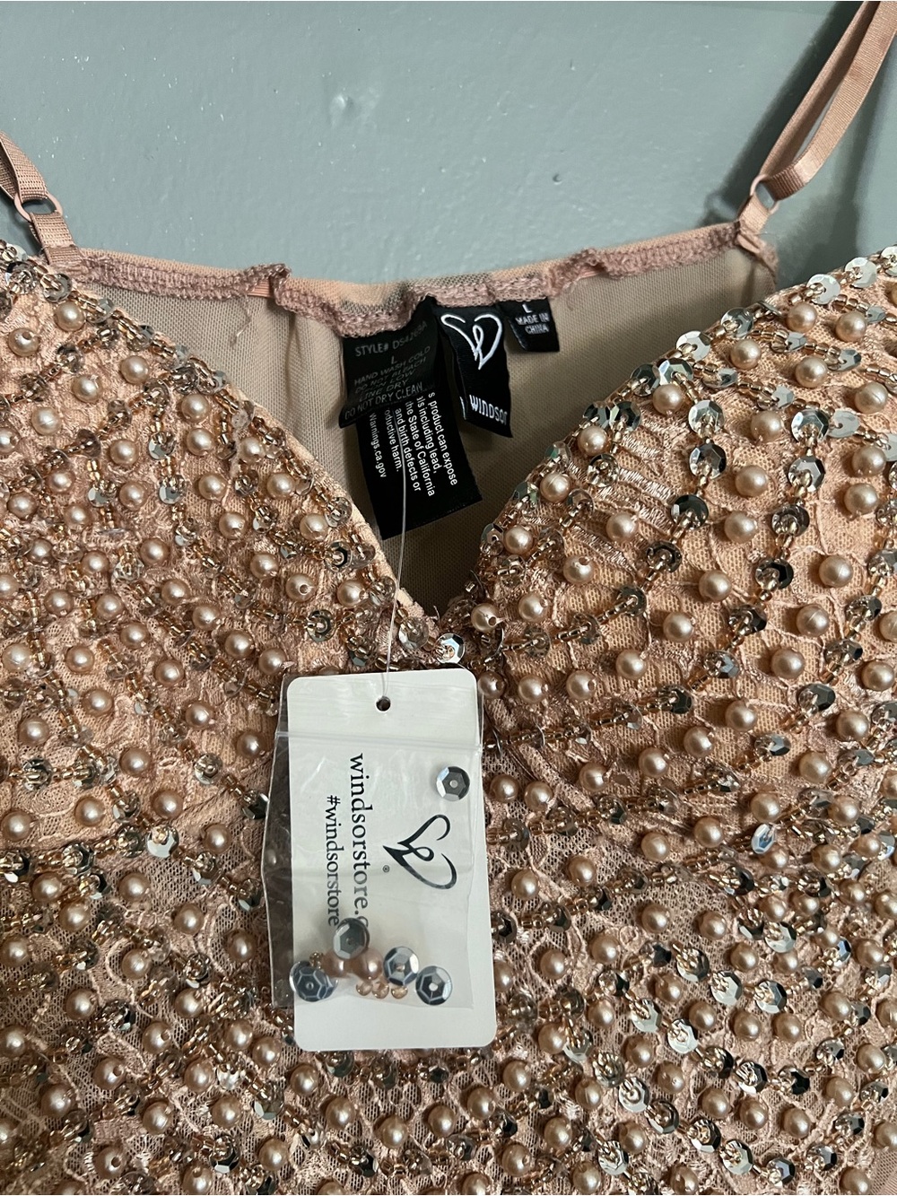 Windsor Strapless Beaded Cocktail Dress in Rose